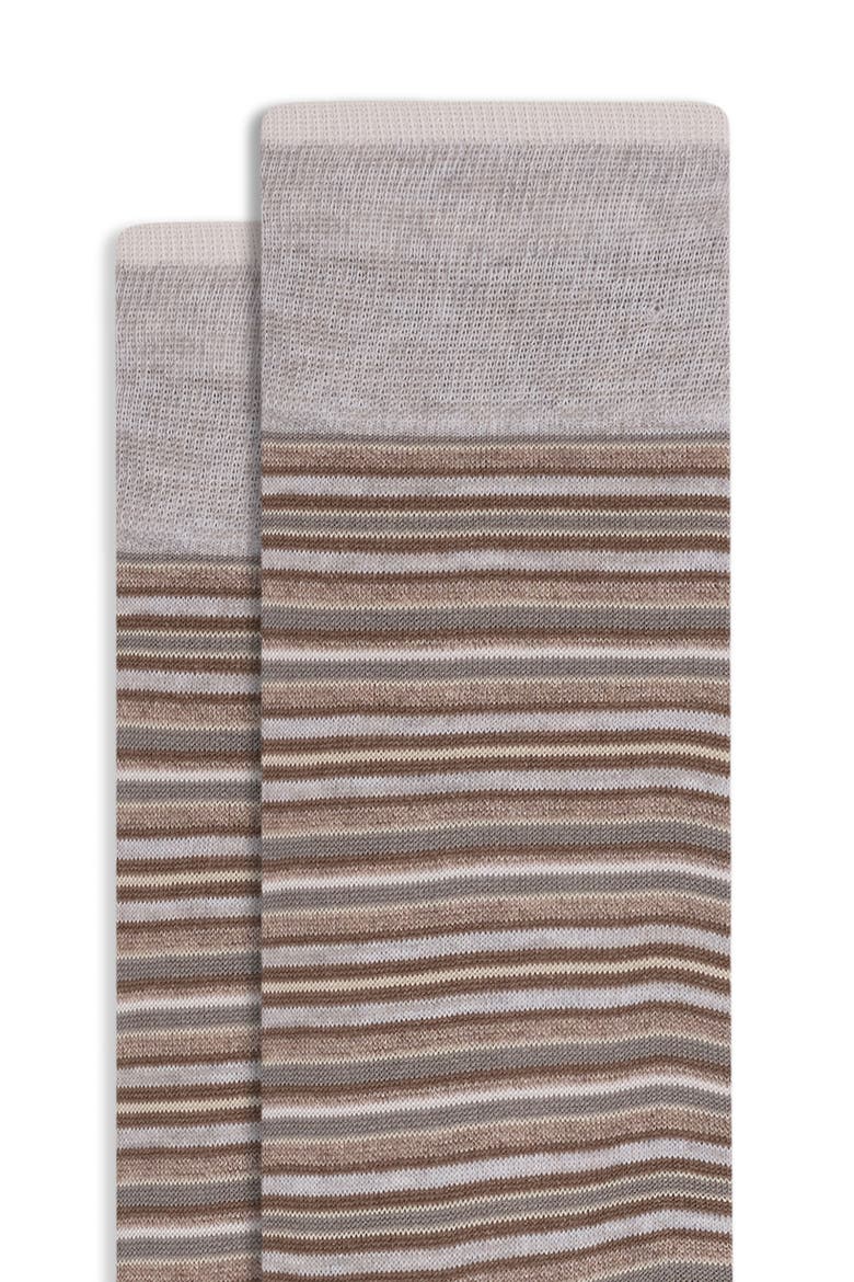 Stripe Cotton Blend Dress Socks, Alternate, color, STONE