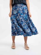 Weird Fish Cassis Printed Viscose Tiered Skirt
