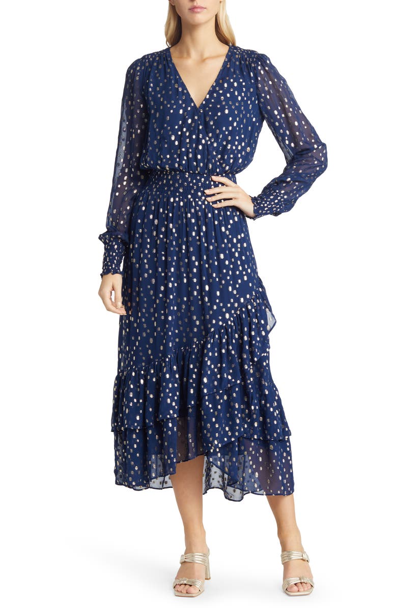 Lilly Pulitzer<sup>®</sup> Cristiana Long Sleeve Chiffon Midi Dress, Main, color, 