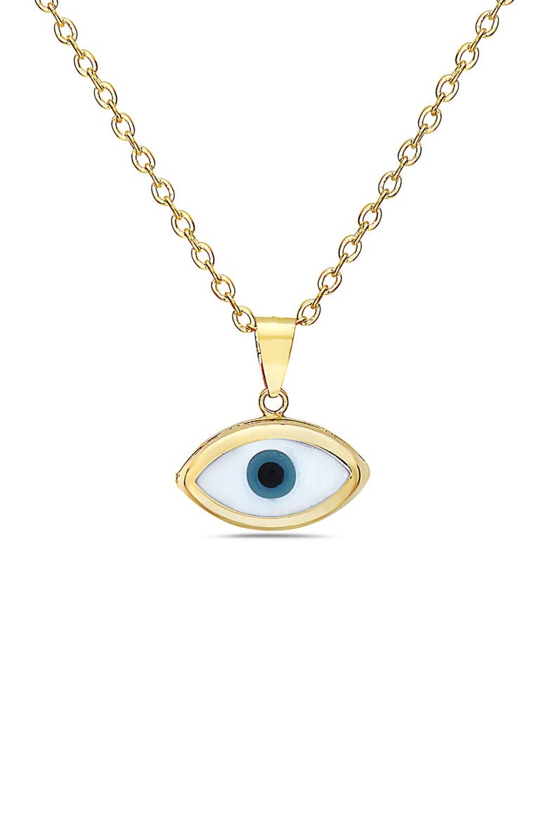 14K Yellow Gold Evil Eye Pendant Necklace, Main, color, BLUE