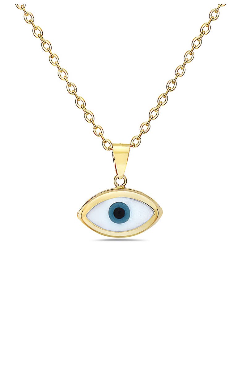 BEST SILVER 14K Yellow Gold Evil Eye Pendant Necklace, Main, color, 
