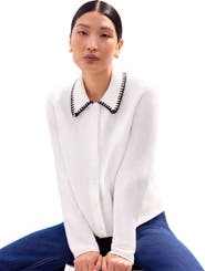 Ro&Zo Long Sleeve Stitch Collar Cardigan