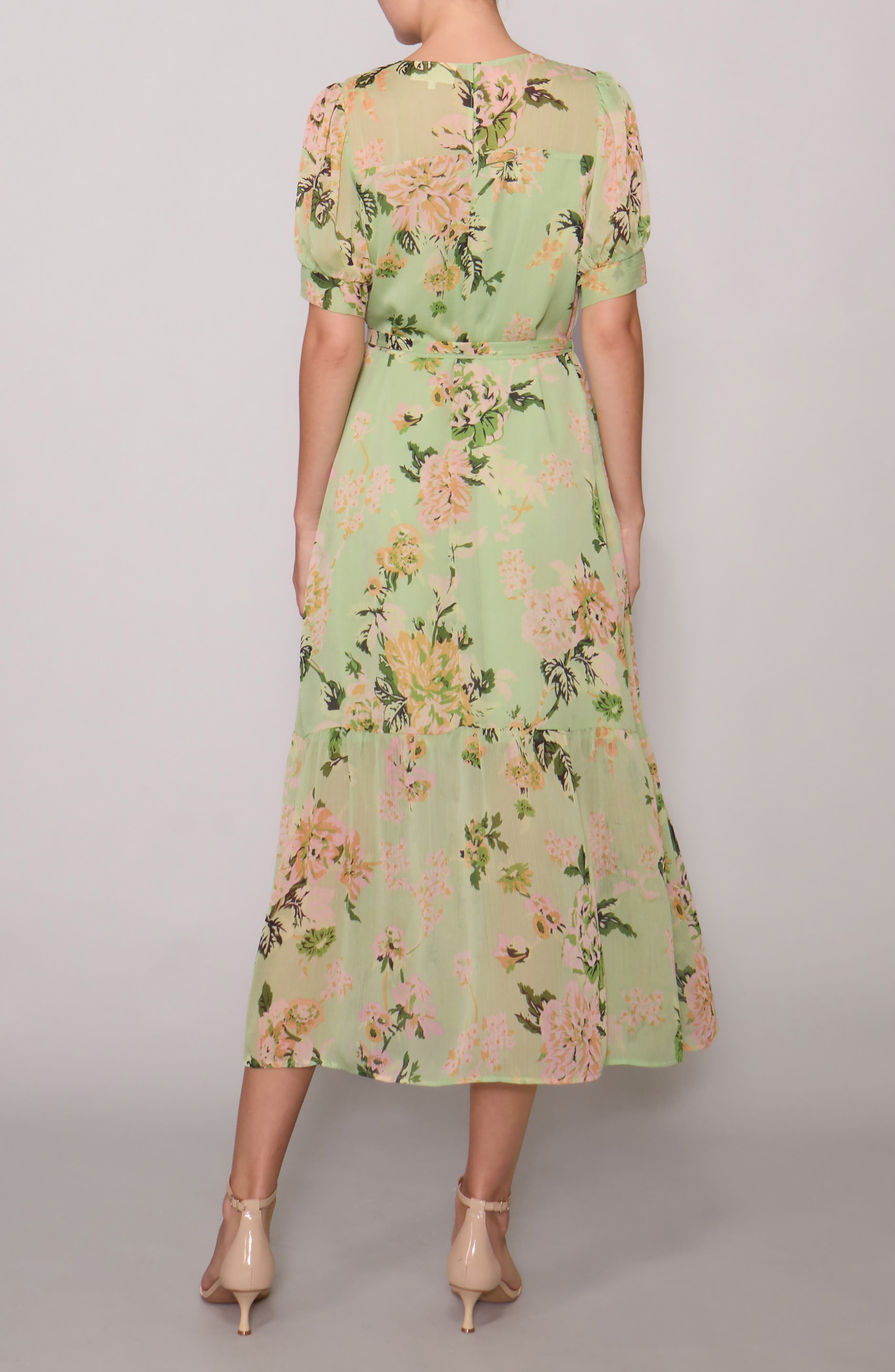Puff Sleeve Tiered Midi Dress - image 2