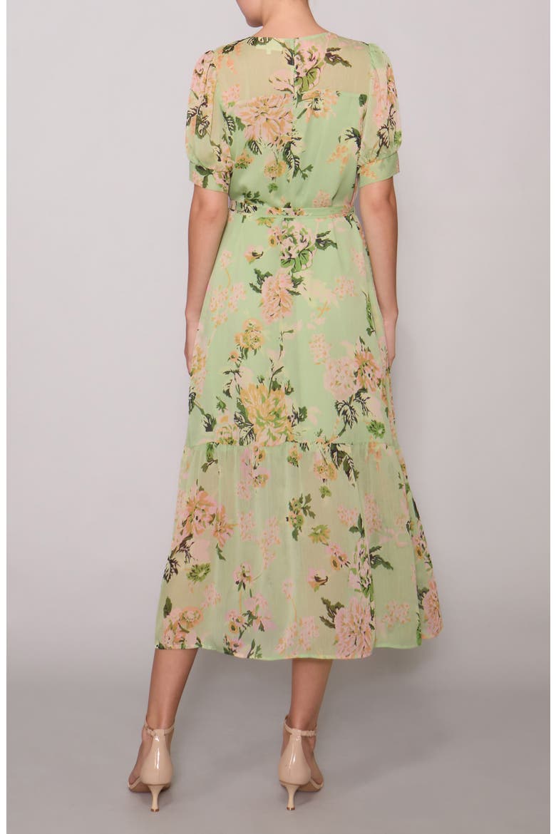 Puff Sleeve Tiered Midi Dress, Alternate, color, SAGE MULTI