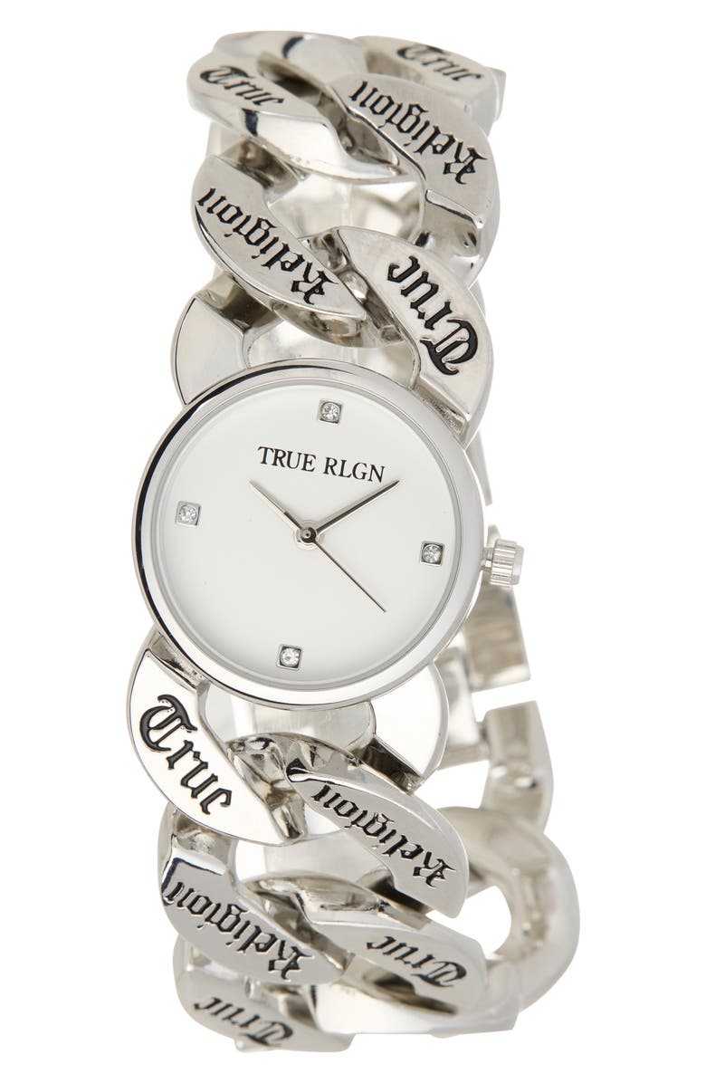 True Religion Repeat Logo Bracelet Watch, Main, color, Silver