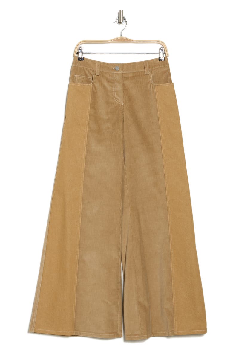 Contrast Panel Wide Leg Pants, Alternate, color, CAMEL