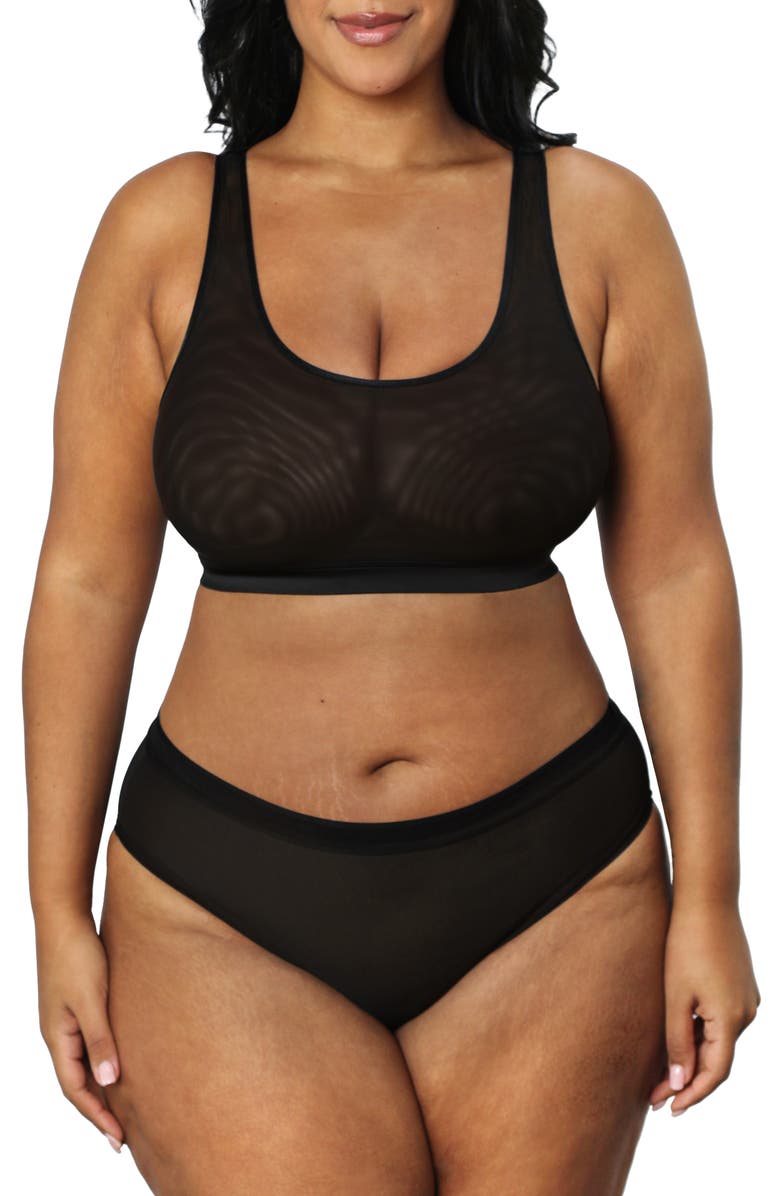 Curvy Couture Sheer Mesh Crop Bralette, Alternate, color, 