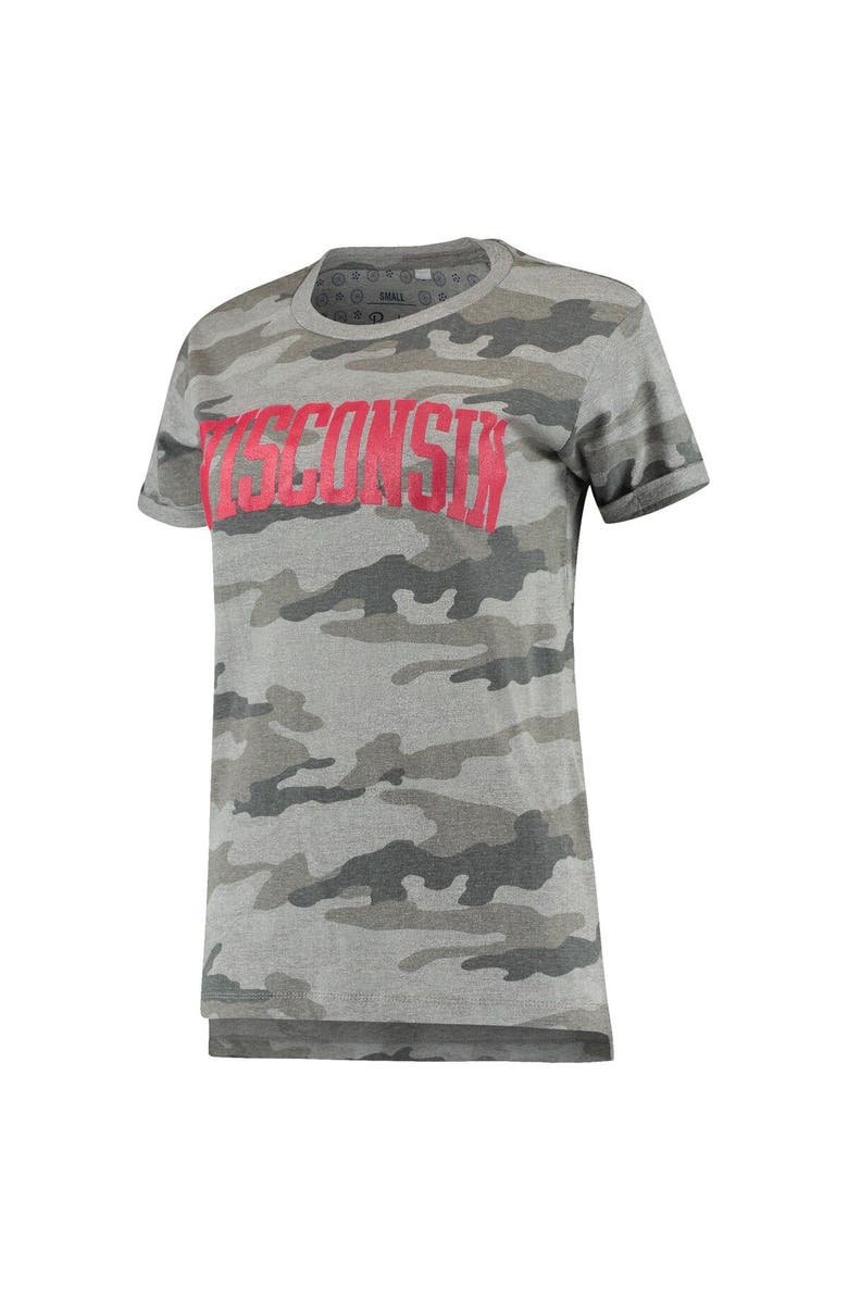 PRESSBOX Women's Pressbox Camo Wisconsin Badgers T-Shirt, Alternate, color, Camo