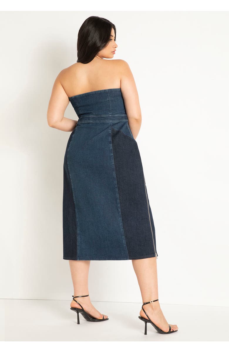 ELOQUII Strapless Denim Dress, Alternate, color,