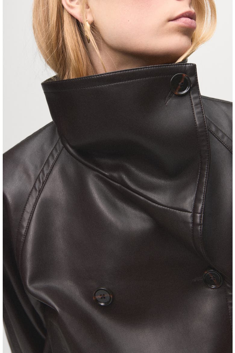 Faux Leather Maxi Jacket, Alternate, color, BROWN