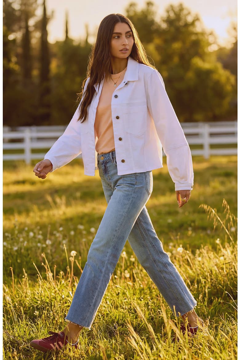 Bailey Stretch Denim Jacket, Alternate, color, WHITE