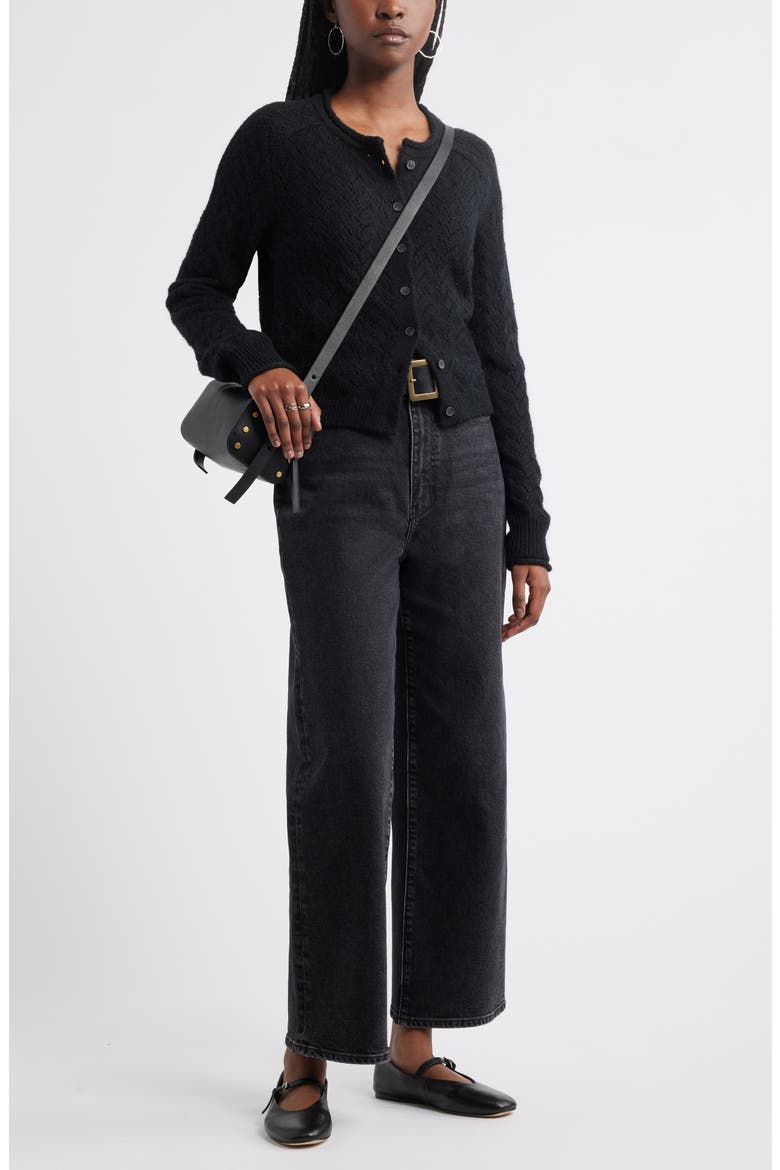 Nep Pointelle Cardigan, Alternate, color, BLACK