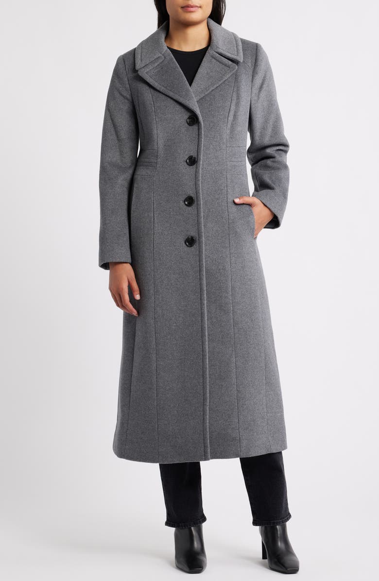London Fog Wool Blend Longline Coat, Alternate, color, Light Grey