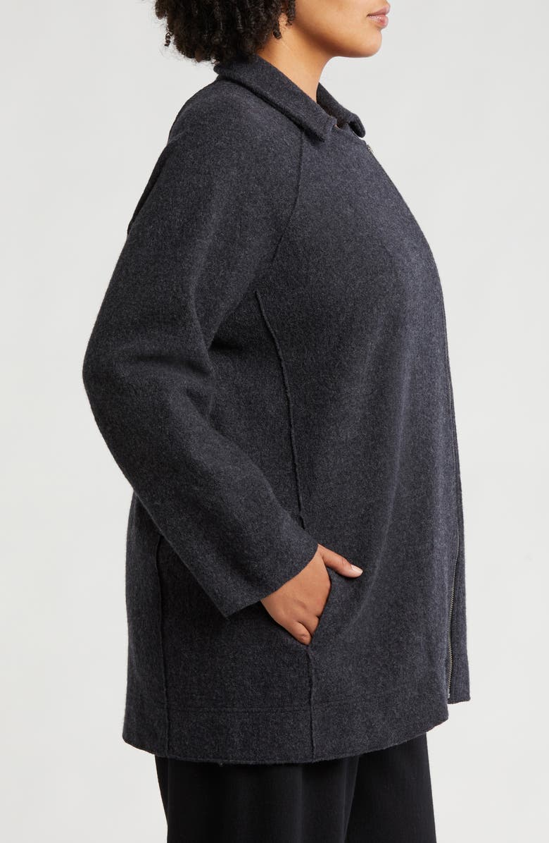 Eileen Fisher Longline Wool Motorcycle Jacket, Alternate, color, 