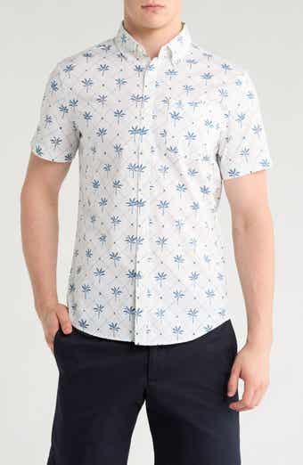 Original Penguin Palm Print Short Sleeve Stretch Button-Down Shirt