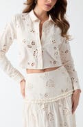 GUESS Lenora Embroidered Eyelet Crop Top