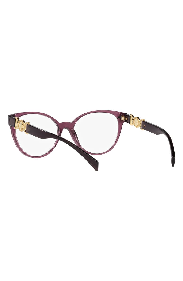 Versace 53mm Cat Eye Optical Glasses, Alternate, color, Transparent Violet
