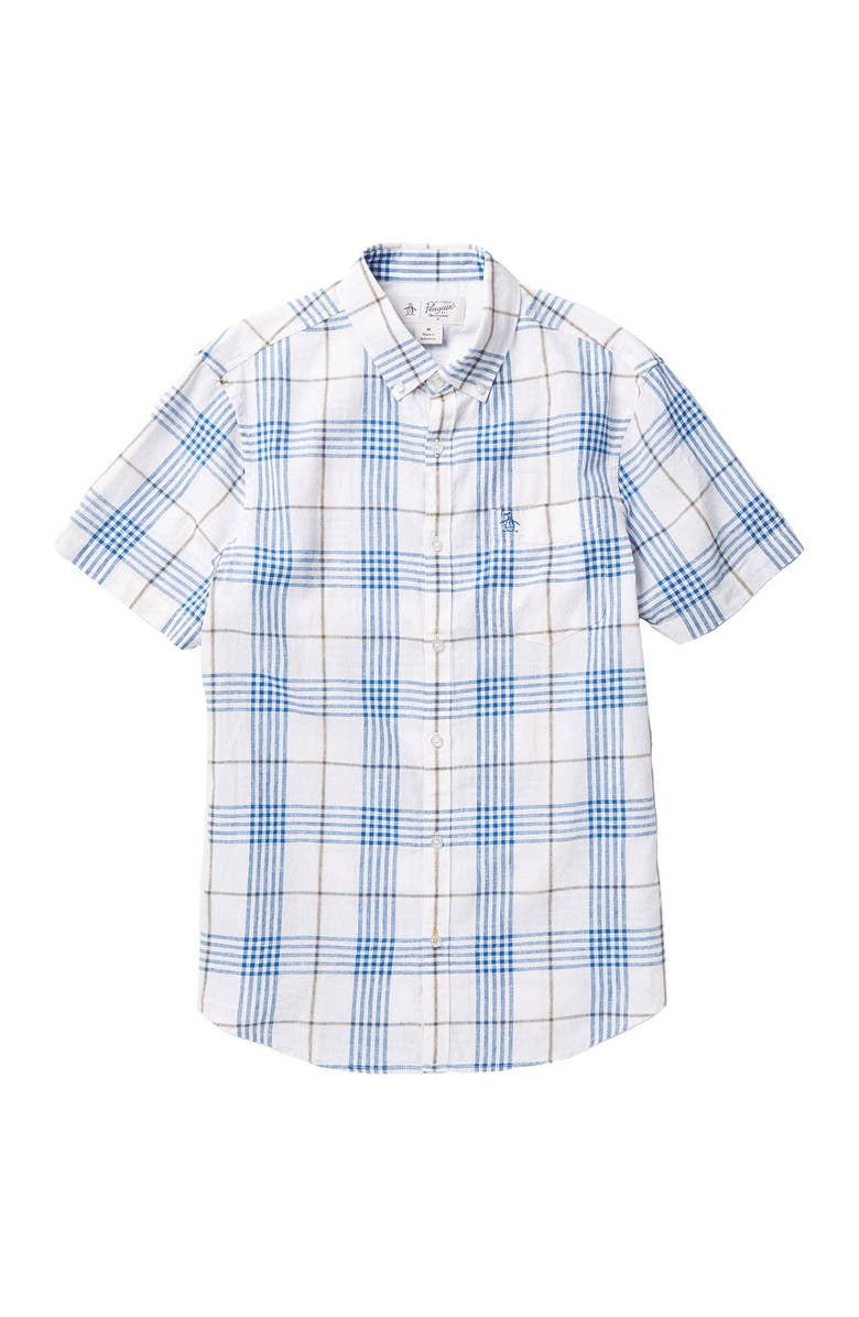Original Penguin Plaid Short Sleeve Heritage Fit Shirt, Alternate, color, 