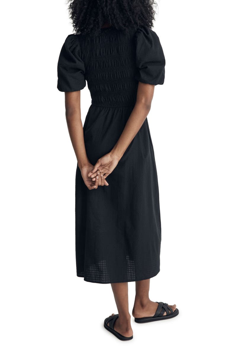 Lucie Puff Sleeve Midi Dress, Alternate, color, TRUE BLACK