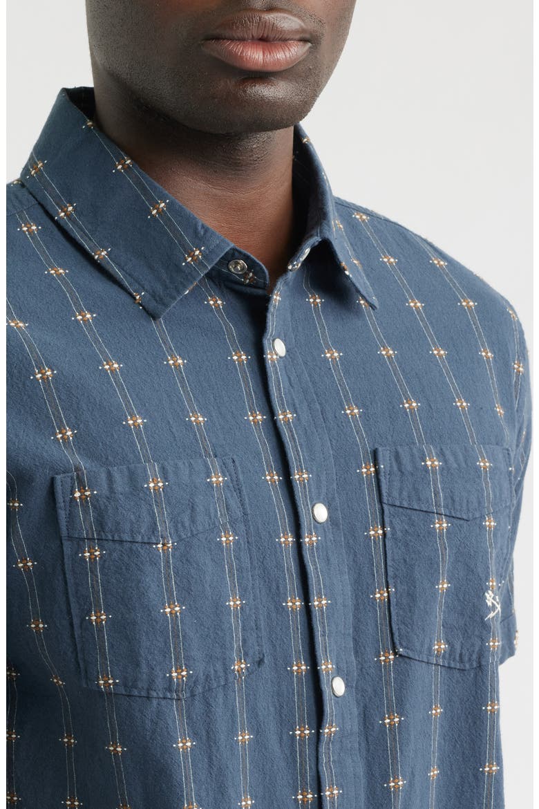 Gildale Textured Stripe Short Sleeve Cotton Snap-Up Shirt, Alternate, color, STORM