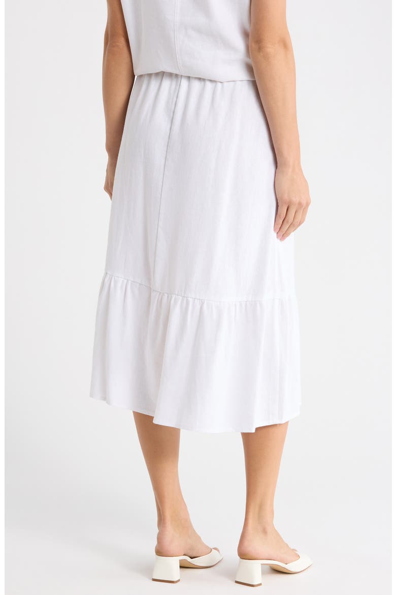 Linen Blend Midi Skirt, Alternate, color, WHITE