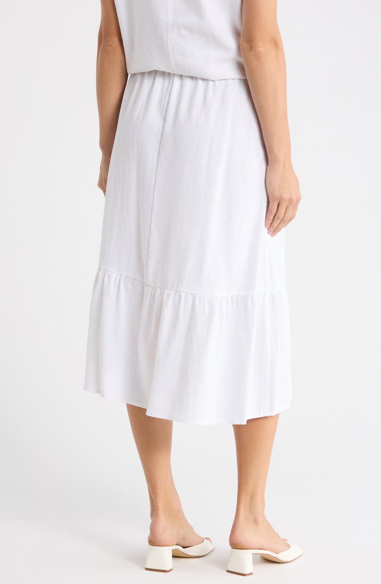DKNY Linen Blend Midi Skirt, Alternate, color, White