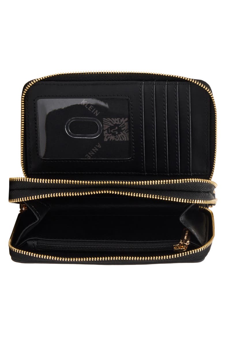Double Zip Around Wallet, Alternate, color, BLACK