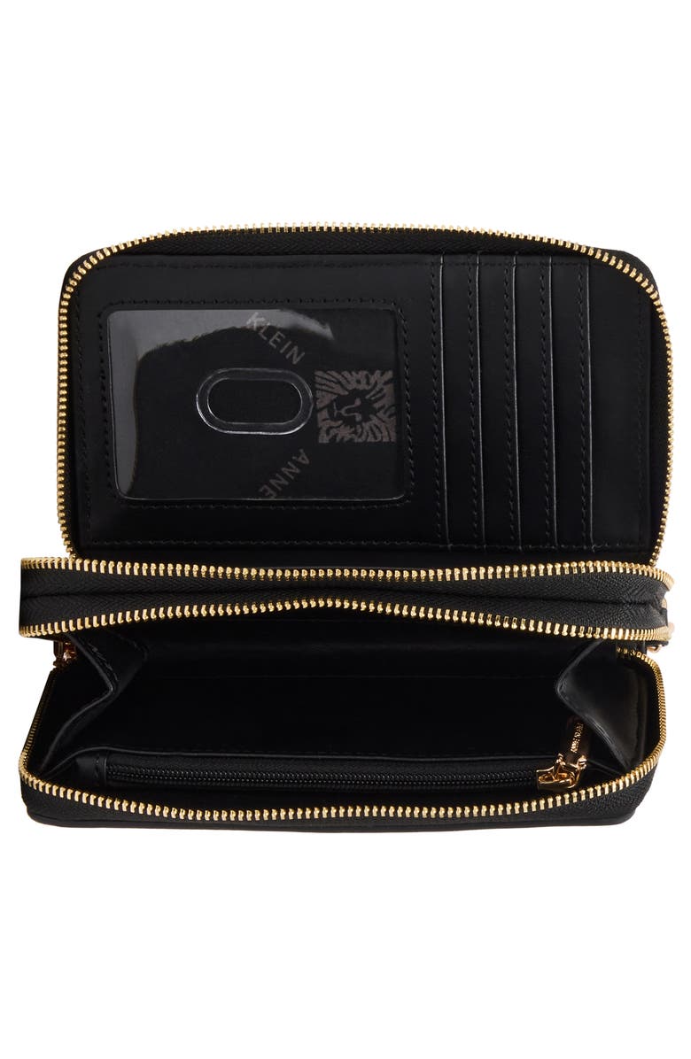 Anne Klein Double Zip Around Wallet, Alternate, color, Black