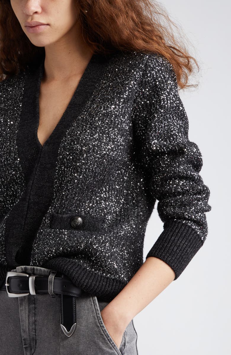 L'AGENCE Jinny Sequin Cardigan, Alternate, color, 