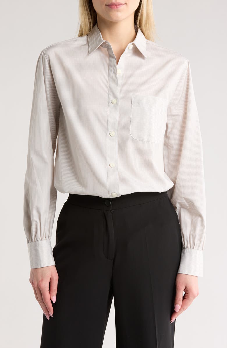 rag & bone Mel Button Up Shirt, Main, color, Light Grey Stripe