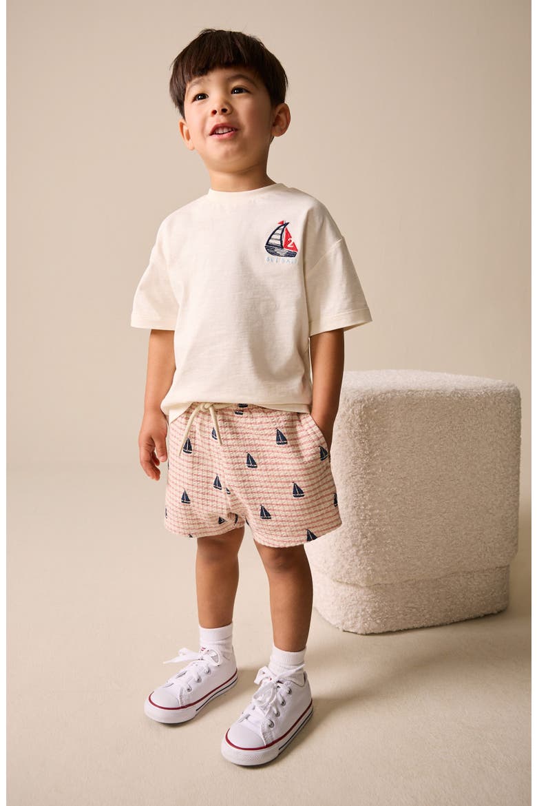 Kids' Boat Graphic T-Shirt & Shorts Set, Alternate, color, WHITE