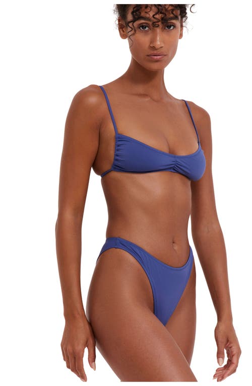 Flirtt Gottex Solid V Neck Bikini Top In Dusk Blue
