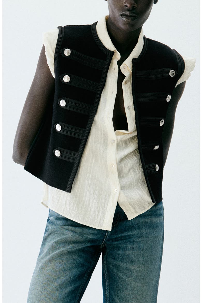Button Knit Vest, Main, color, BLACK