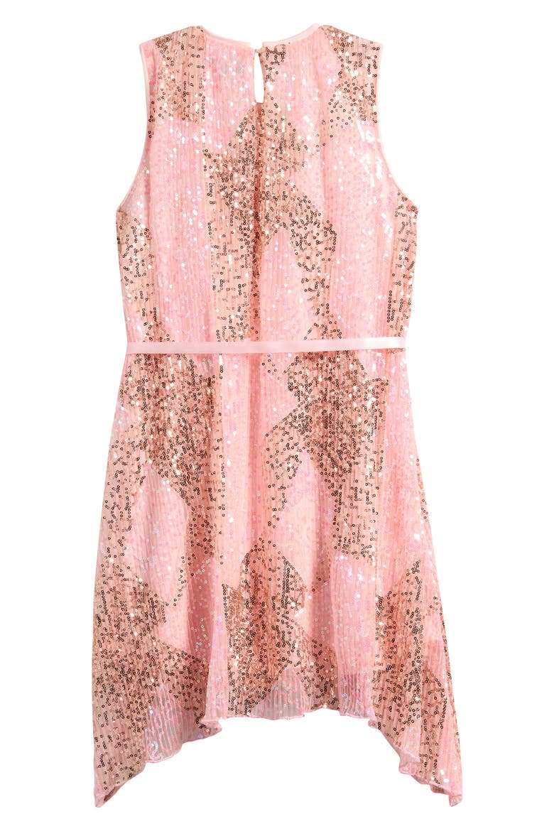 Kids' Sequin Shark Bite Hem Party Dress, Alternate, color, BLUSH