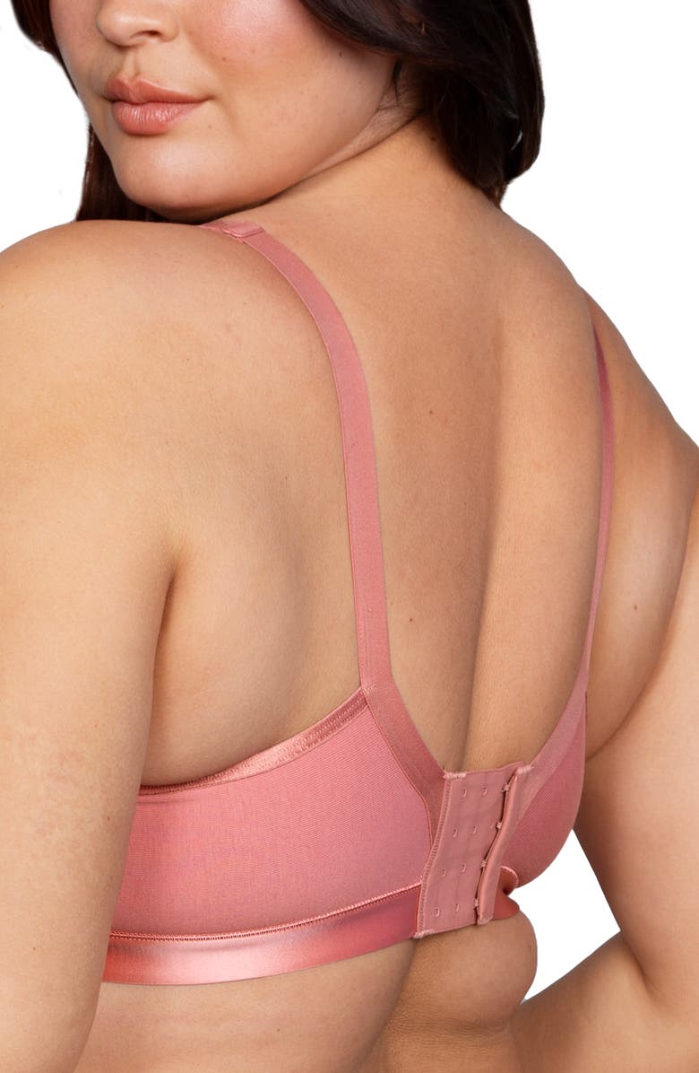 Curvy Couture Lace Trim Wireless Bra, Alternate, color, Desert Dawn