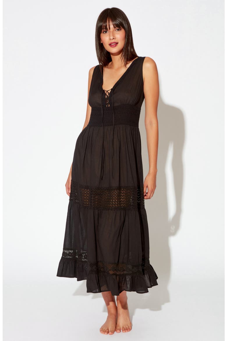 India Bazaar Cover-Up Dress, Alternate, color, BLACK