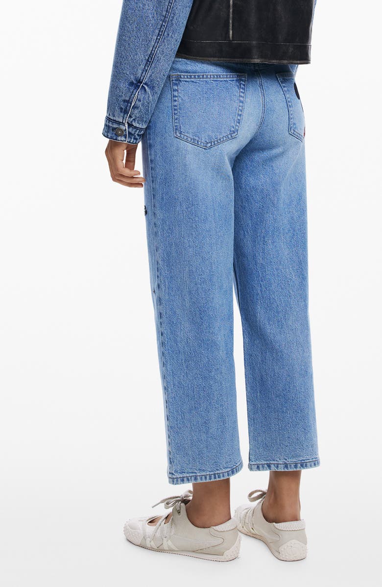Desigual Mickey Mouse Ankle Wide Leg Jeans, Alternate, color, Medium Blue
