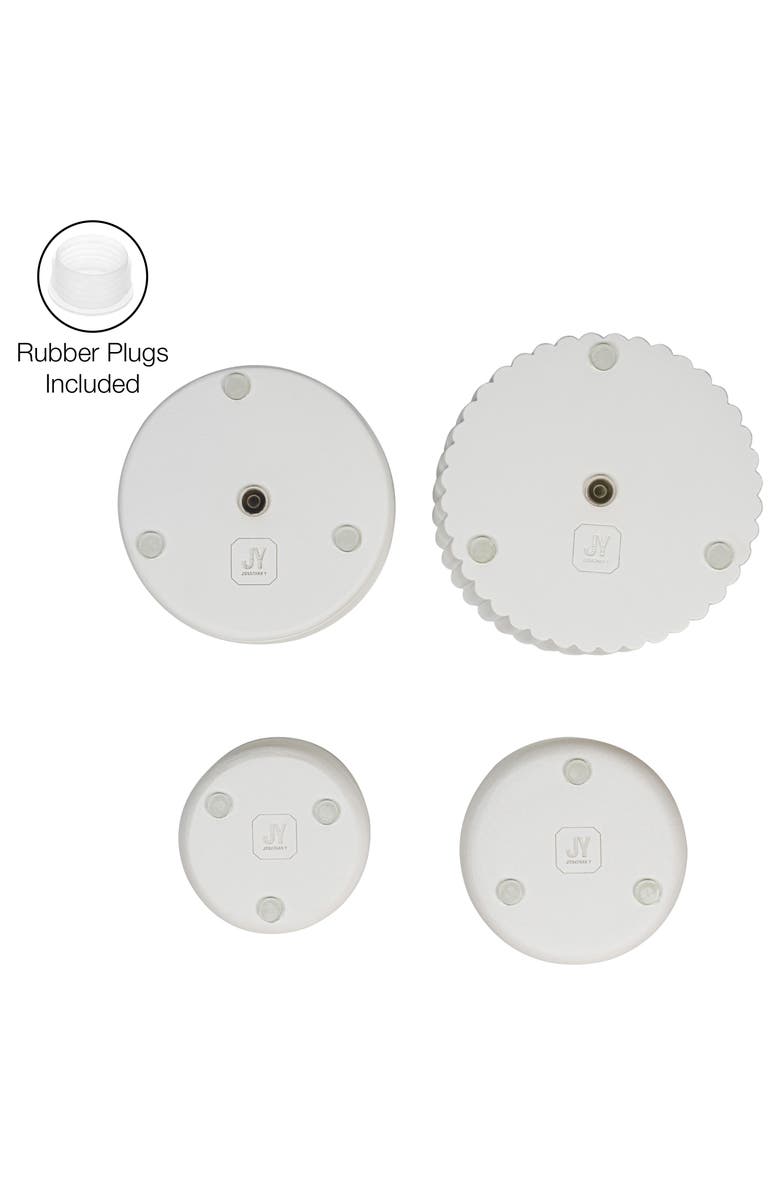 JONATHAN Y Silas Modern Minimalist Handmade Concrete Fluted Sculptural Cylinder Planter Set with Drainage Holes, Alternate, color, White