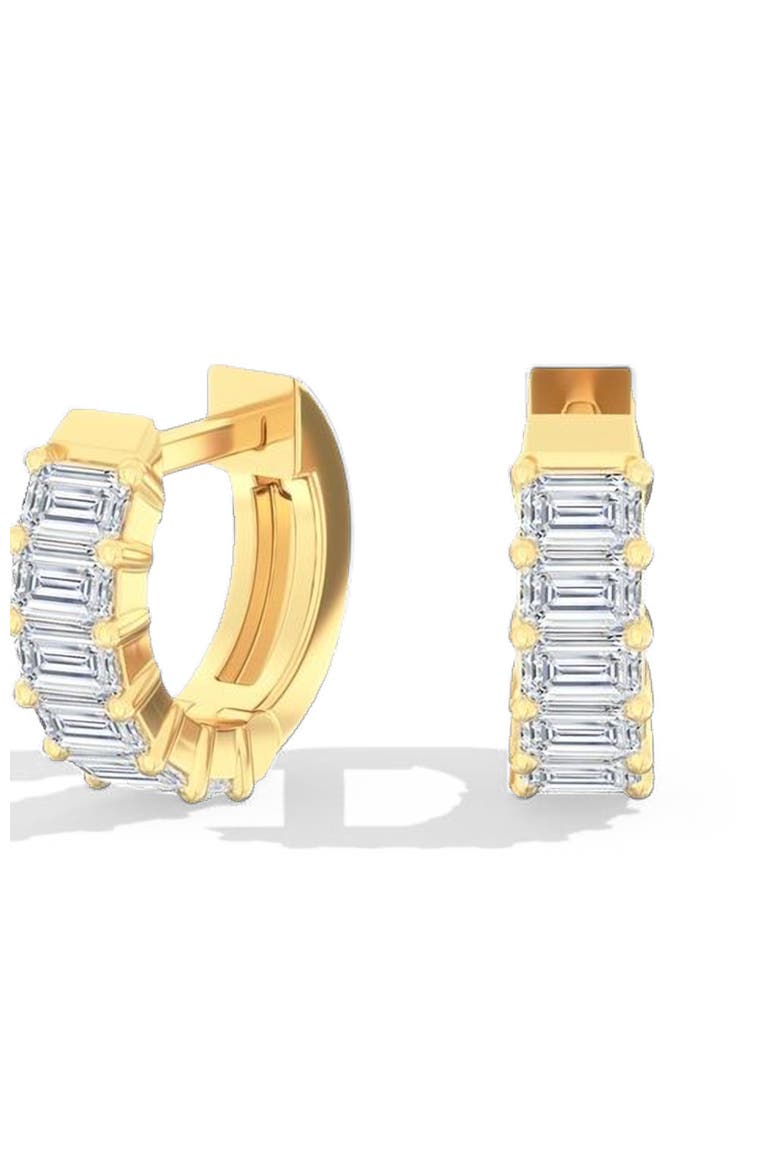 Mini Emerald Lab Diamond Huggie in 14K Gold, Main, color, Yellow Gold