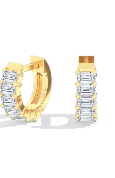 Mini Emerald Lab Diamond Huggie in 14K Gold