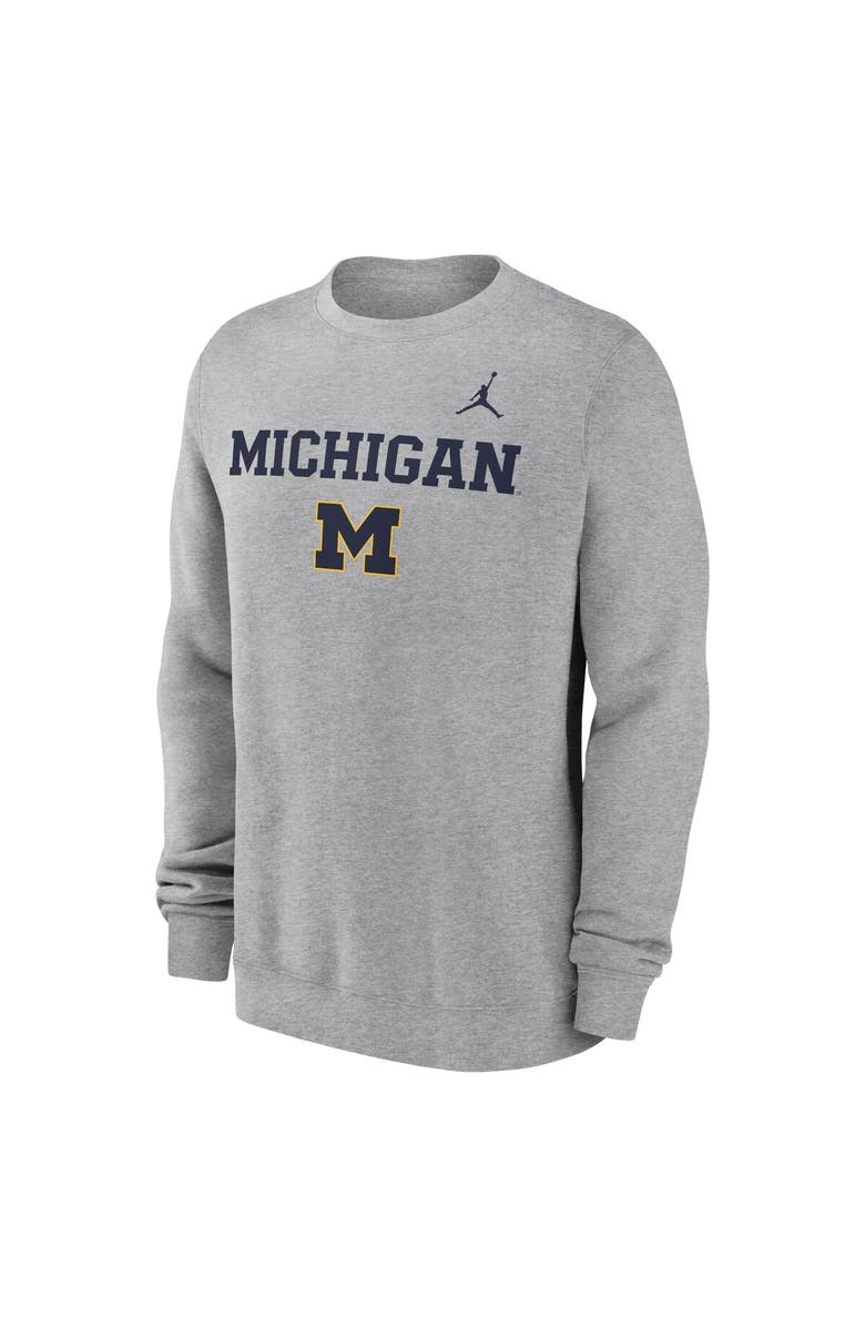 Jordan Brand Men's Jordan Brand Heather Gray Michigan Wolverines Primetime Primary Stack Pullover Sweatshirt, Alternate, color, 