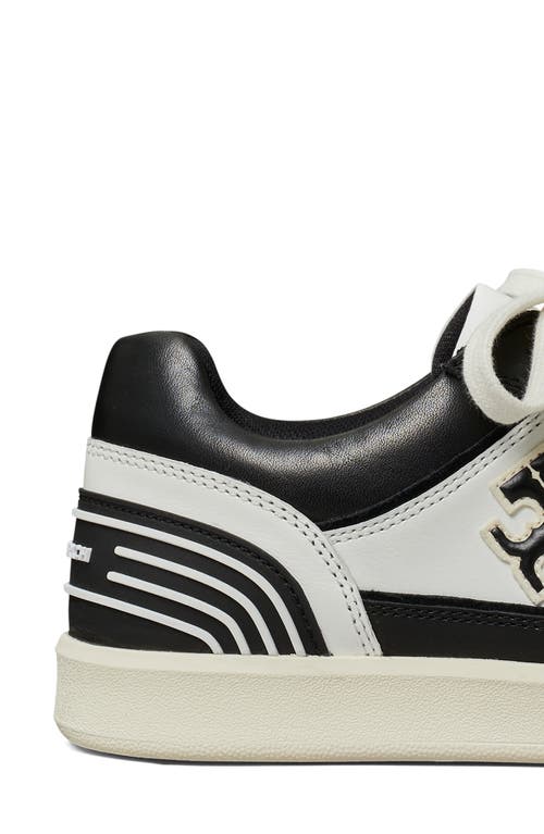 Tory Burch Clover Court Leather Low-top Sneakers In Black