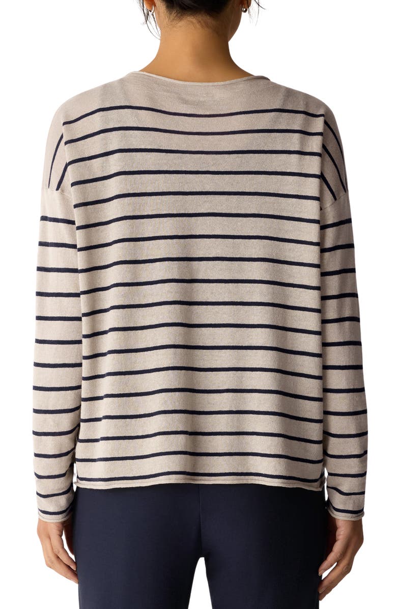 Eileen Fisher Organic Linen & Organic Cotton Crewneck Sweater, Alternate, color, Ink