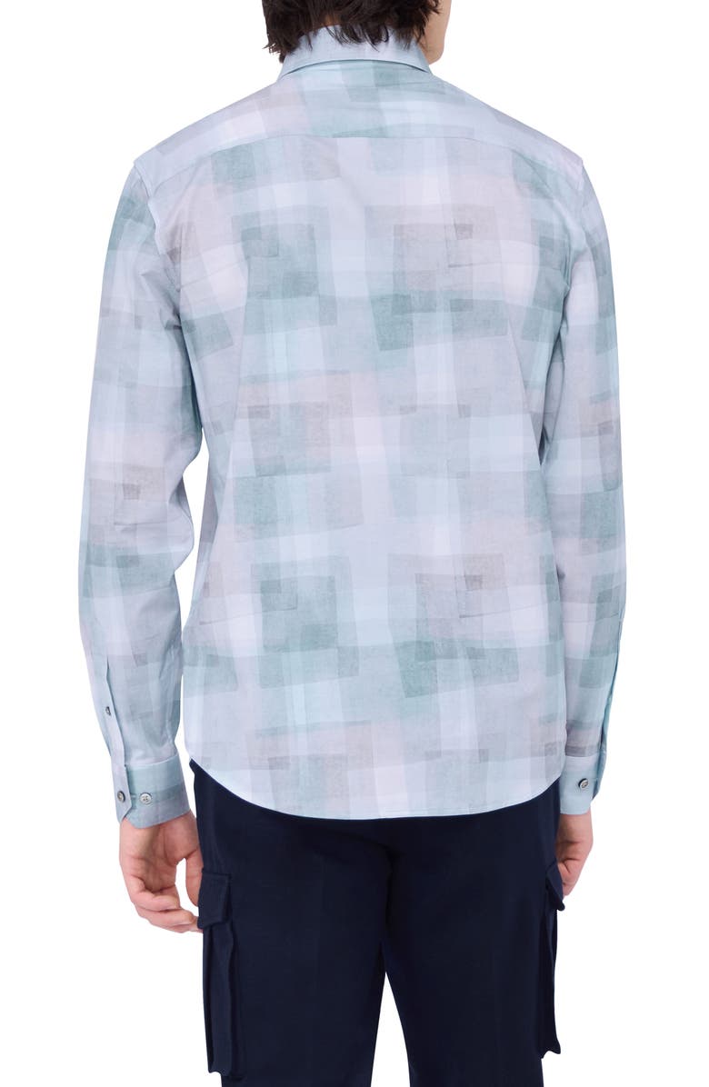 Bugatchi James OoohCotton<sup>®</sup> Print Button-Up Shirt, Alternate, color, Sage