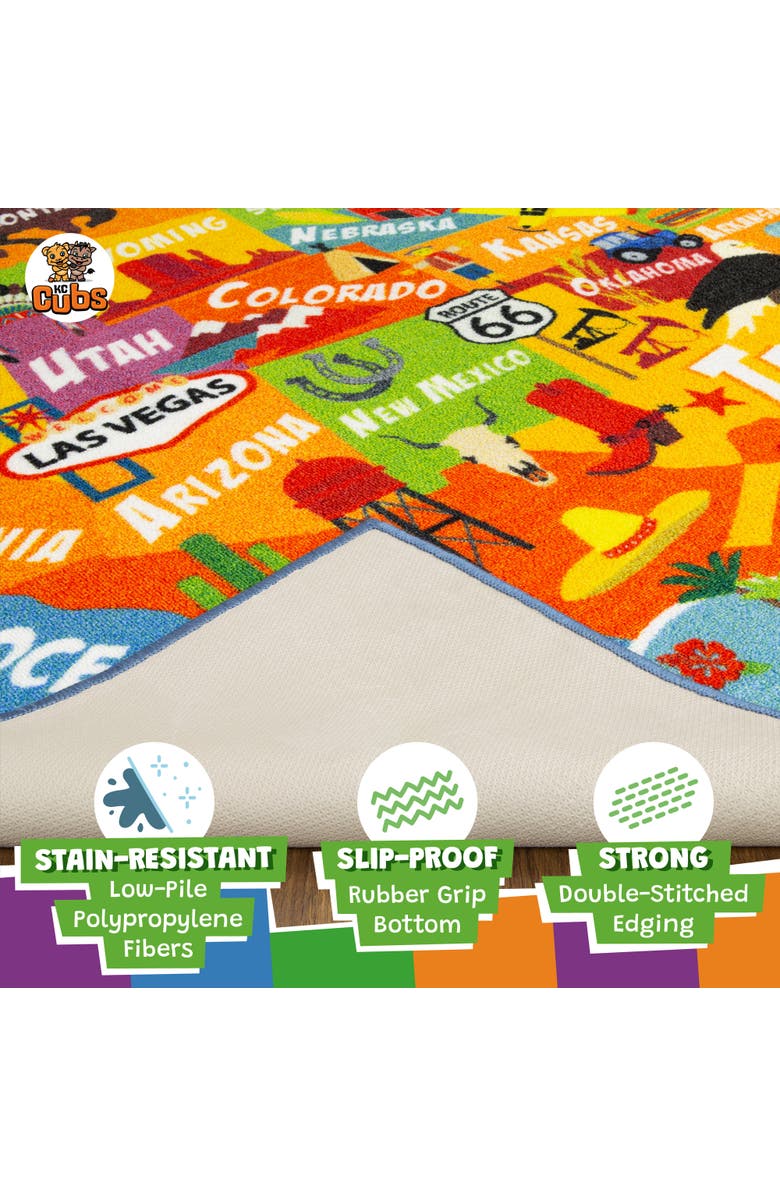 KC Cubs Educational Rug USA Map, 8 feet x 10 feet, Alternate, color, Multicolored