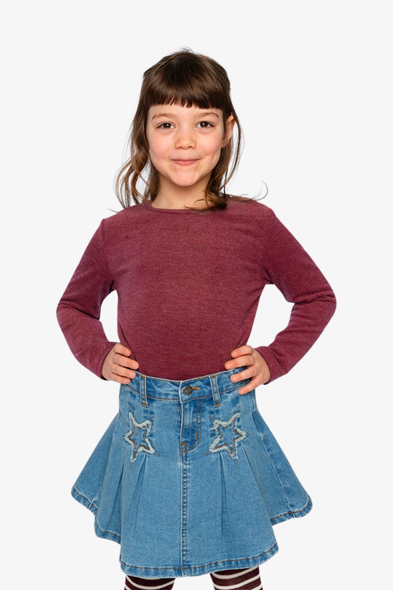 Soft Brushed Rib Crew Neck Top, Alternate, color, Reddish-Brown