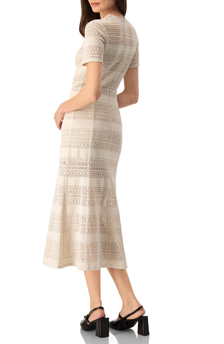 IVONNE Midi Crochet Striped Dress, Alternate, color, Natural