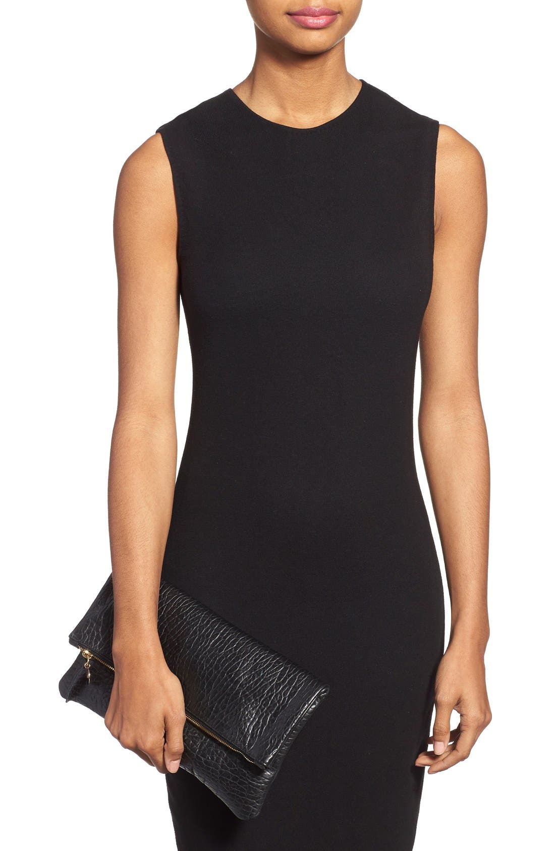 Clare V. Leather Foldover Clutch, Alternate, color, 