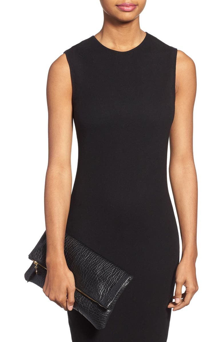 Clare V. Leather Foldover Clutch, Alternate, color,