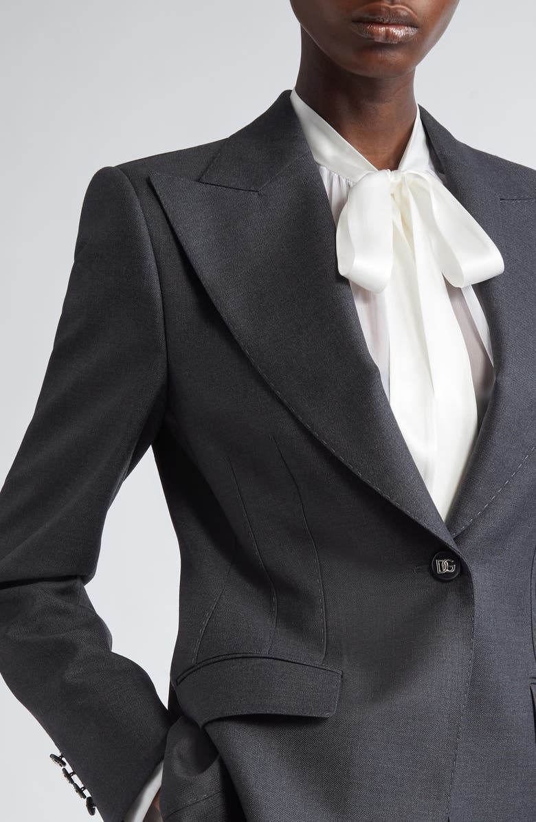 Dolce&Gabbana Turlington Single Breasted Virgin Wool Blazer, Alternate, color, S8290 Melange Grigi